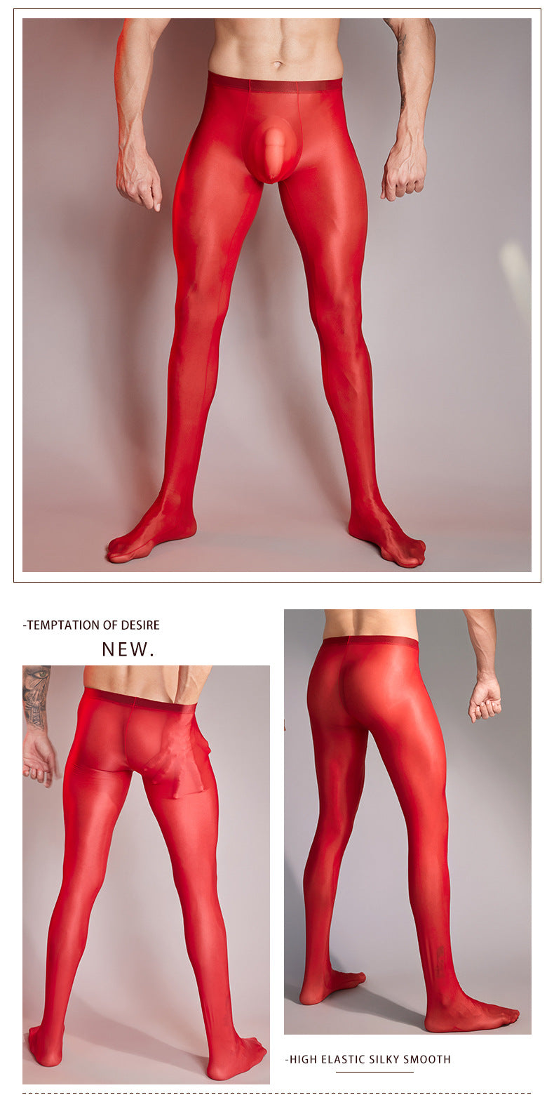 Men’s Transparent Footed Nylon Tights – 5 Colors