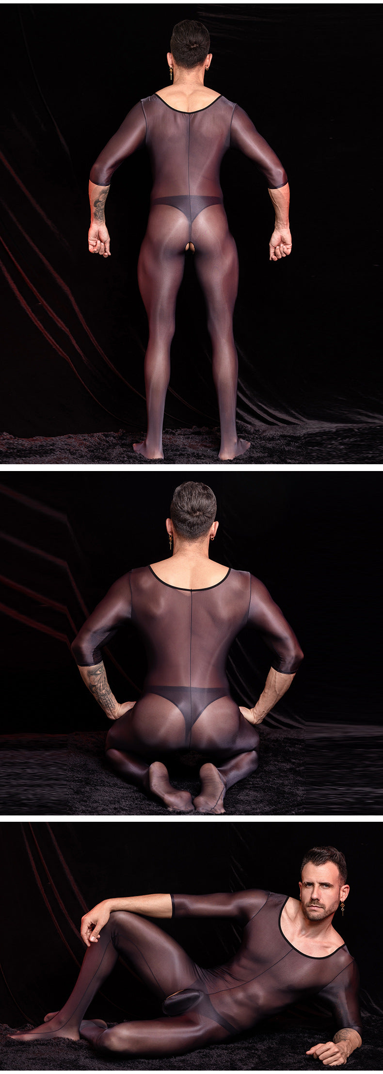 Men’s Transparent Short-Sleeve Nylon Bodysuit