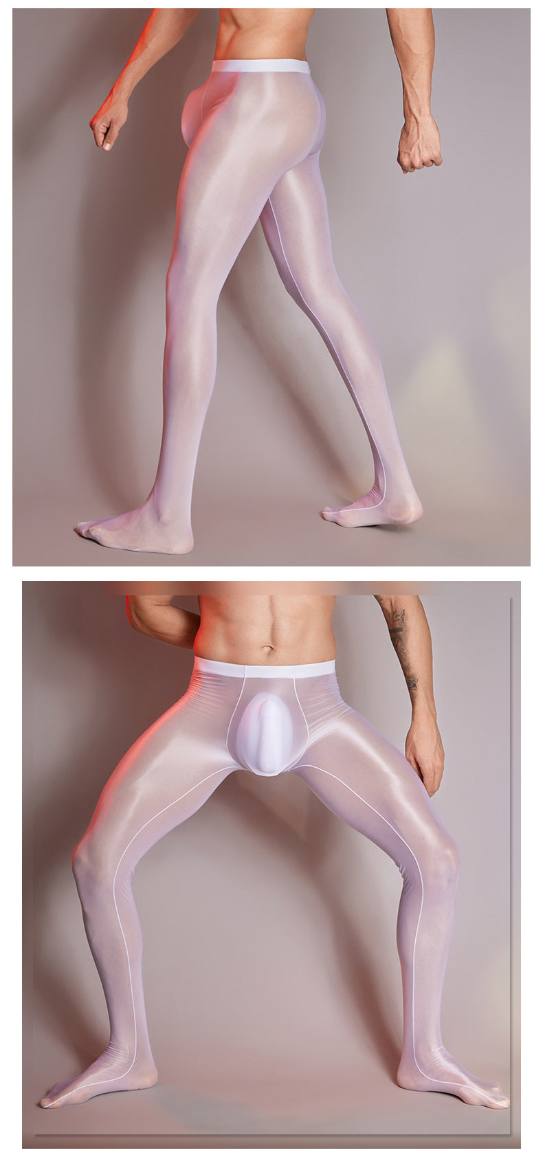Men’s Transparent Footed Nylon Tights – 5 Colors