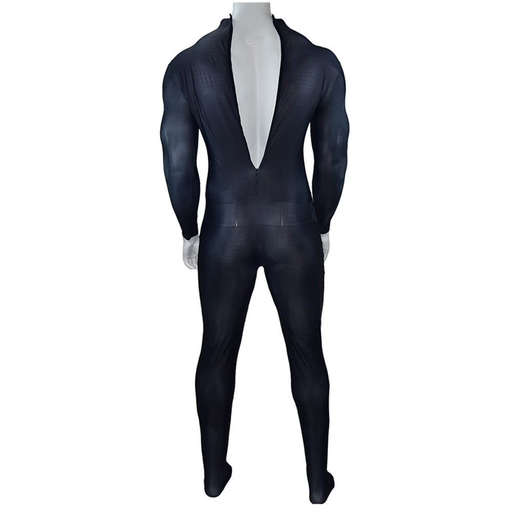 Black Man of Steel Cosplay Suit with Tonal Emblem