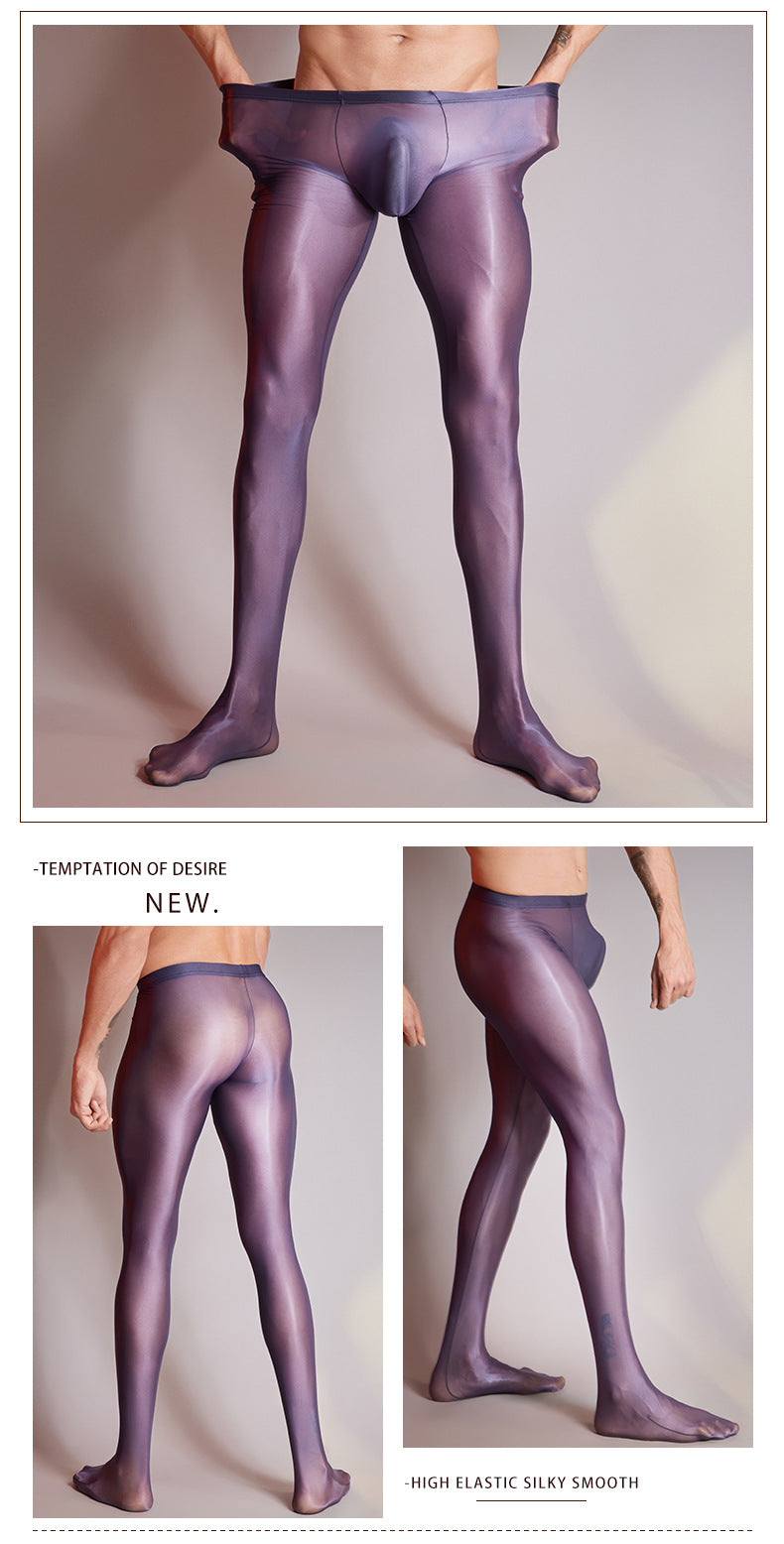 Men’s Transparent Footed Nylon Tights – 5 Colors