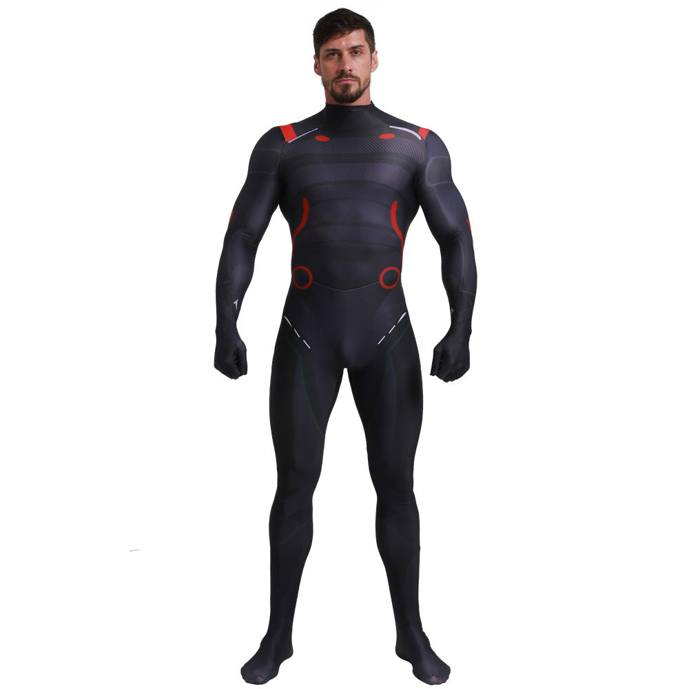 Black-and-Red Superhero Cosplay Bodysuit