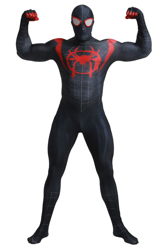 Black Spider-Man Cosplay Zentai Suit – Red Web Design