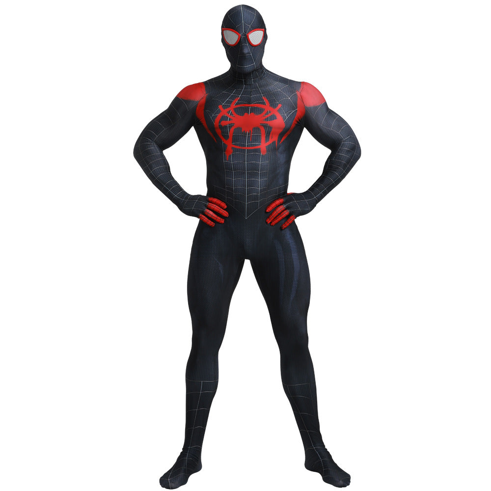 Black Spider-Man Cosplay Zentai Suit – Red Web Design