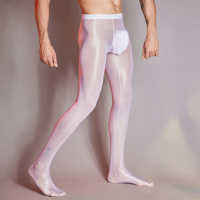 Men’s Transparent Footed Nylon Tights – 5 Colors
