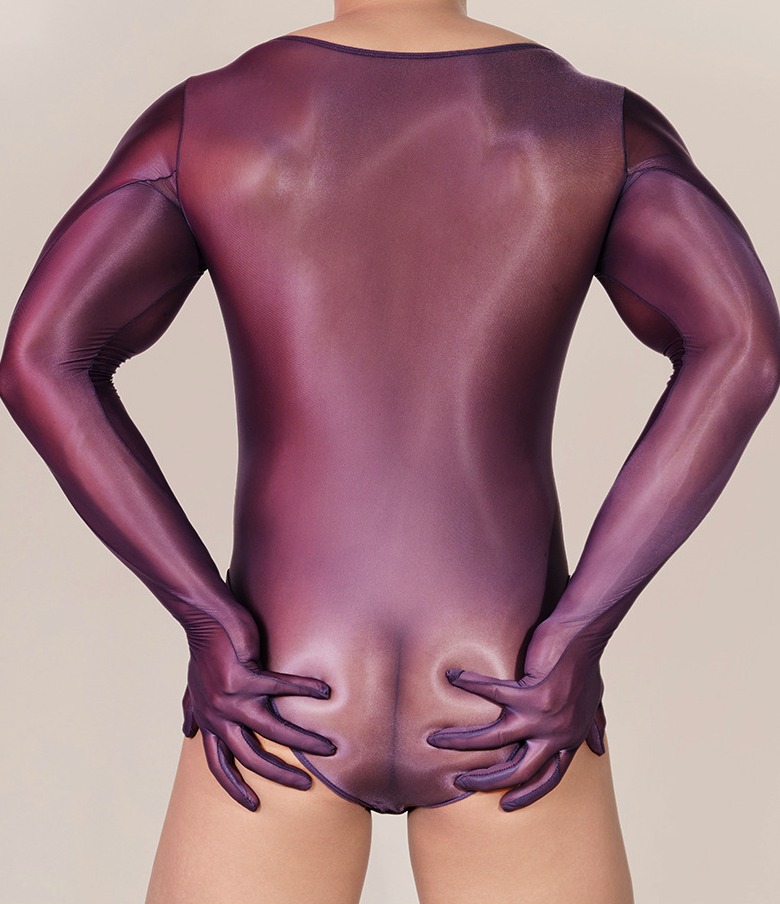 Men’s Transparent Nylon Bodysuit with Gloves