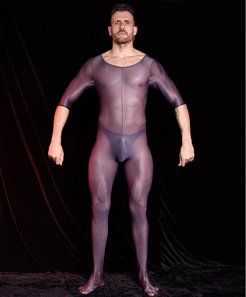 Men’s Transparent Short-Sleeve Nylon Bodysuit