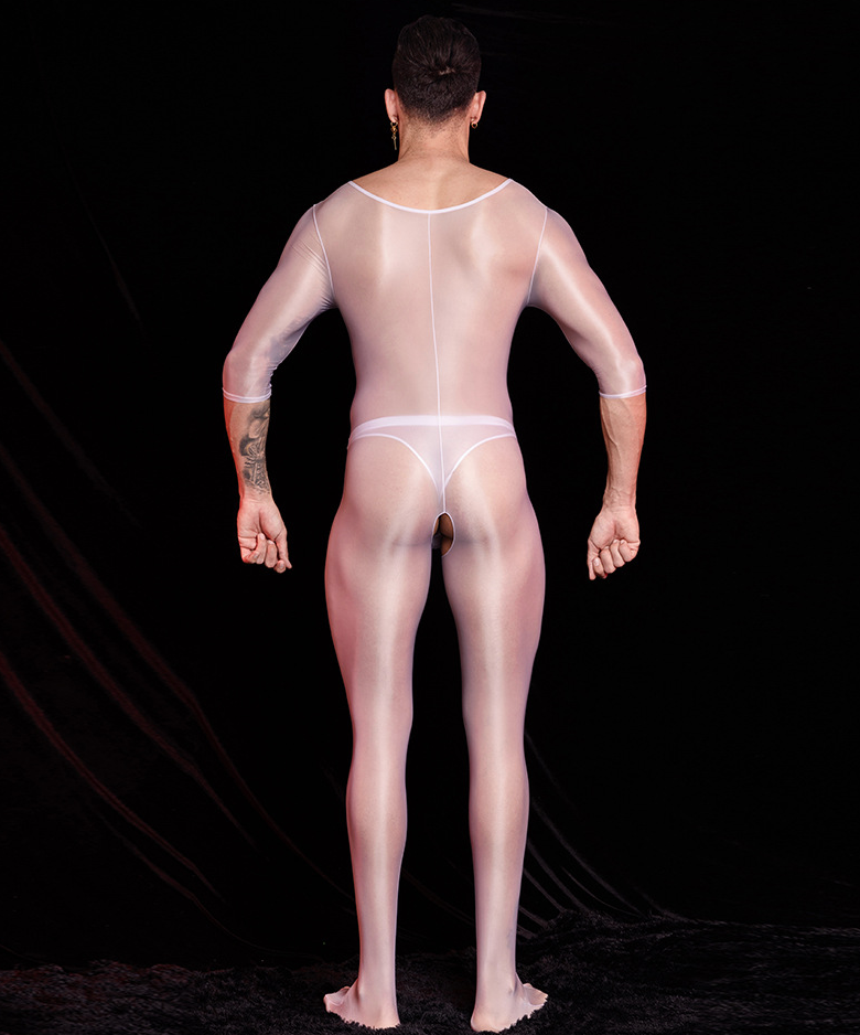 Men’s Transparent Short-Sleeve Nylon Bodysuit