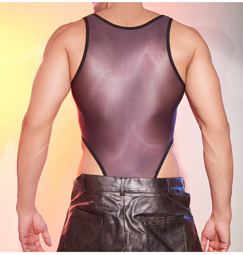 Men's Sheer Nylon Bodysuit with Gloves & Tights