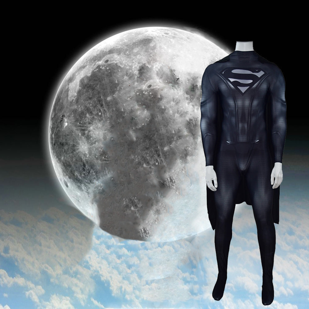 Black Man of Steel Cosplay Suit with Tonal Emblem