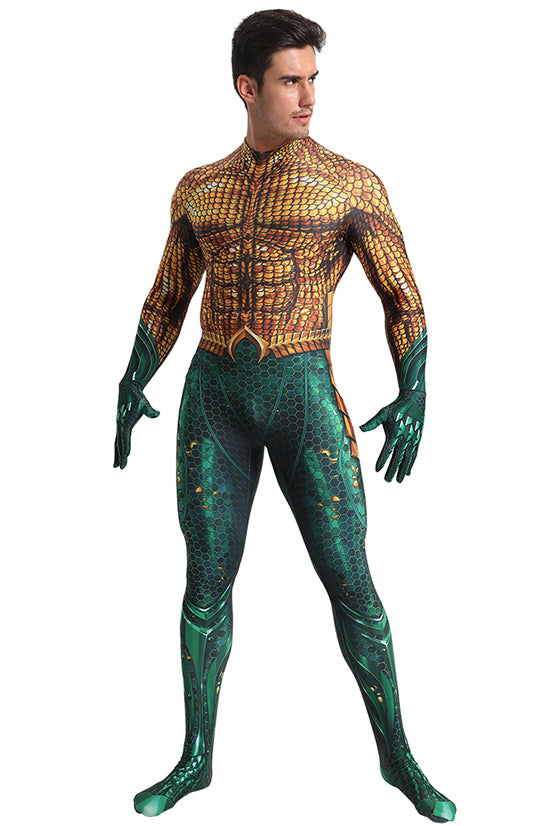 Classic Aquaman Gold & Green Cosplay Bodysuit