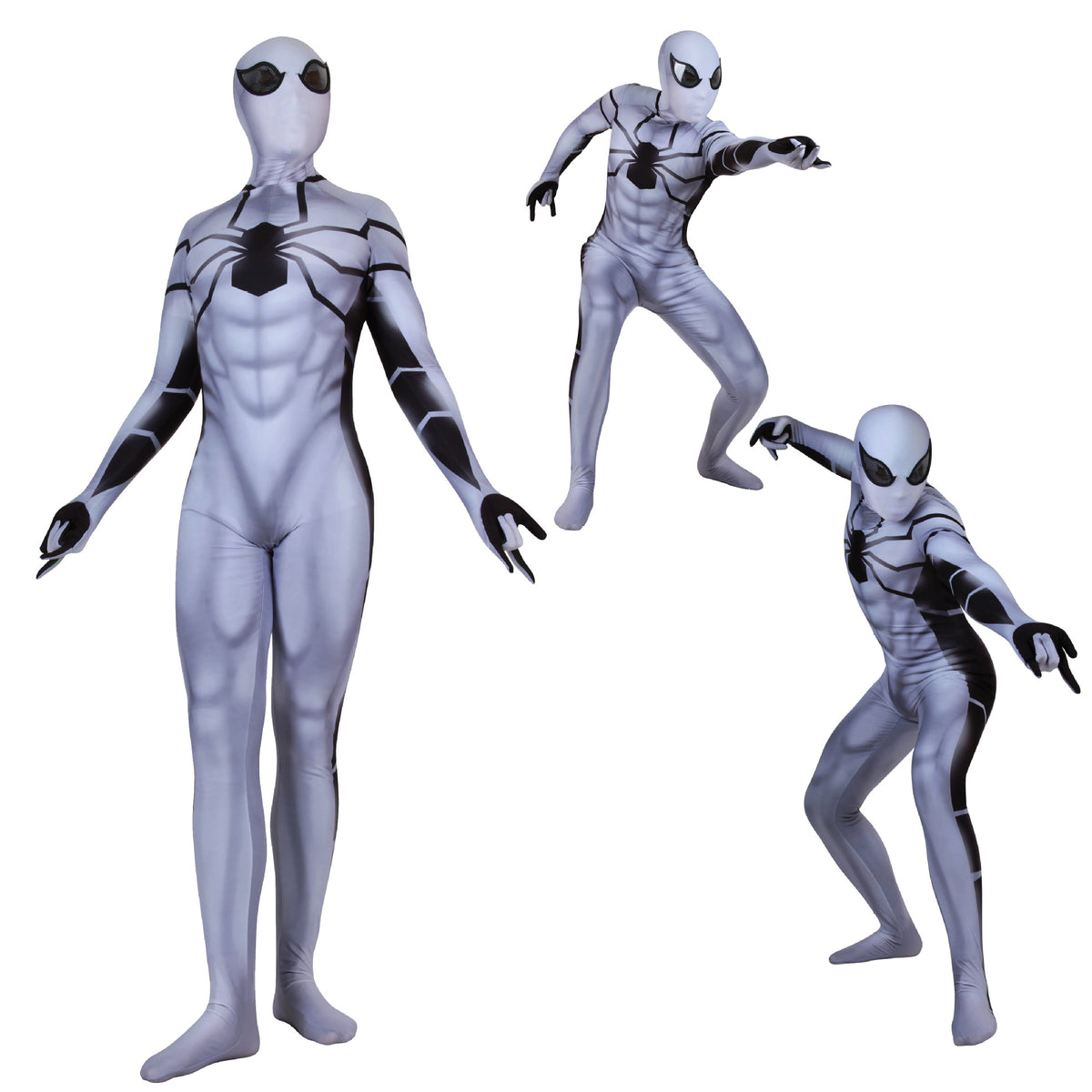 White Spider-Man Cosplay Zentai Suit – Full-Body Costume