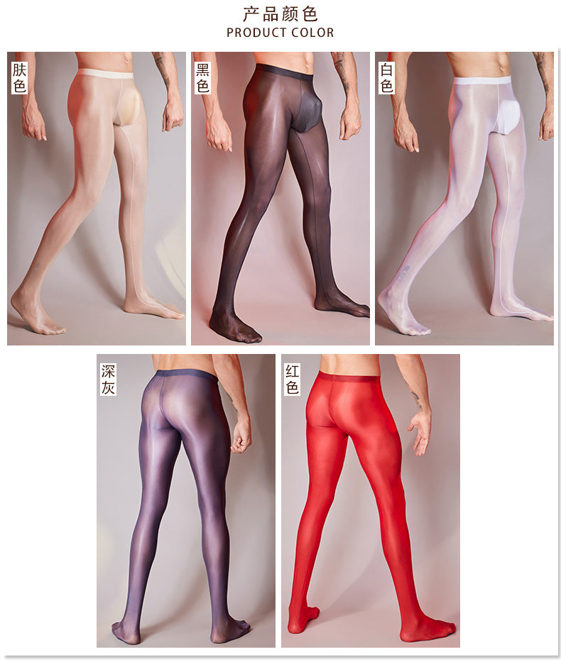 Men’s Transparent Footed Nylon Tights – 5 Colors