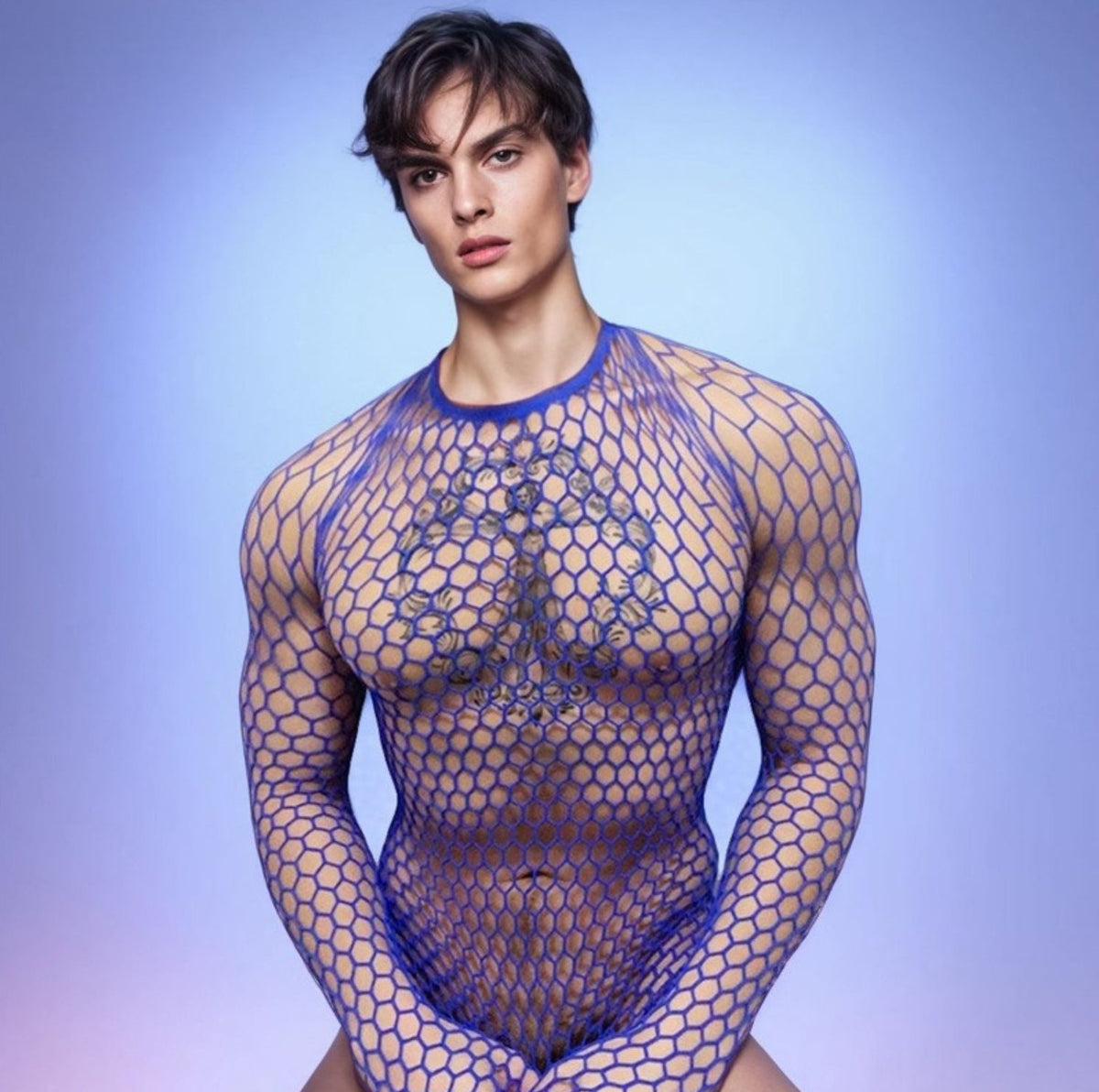 Men’s Long-Sleeve Fishnet Mesh Top – 6 Colors