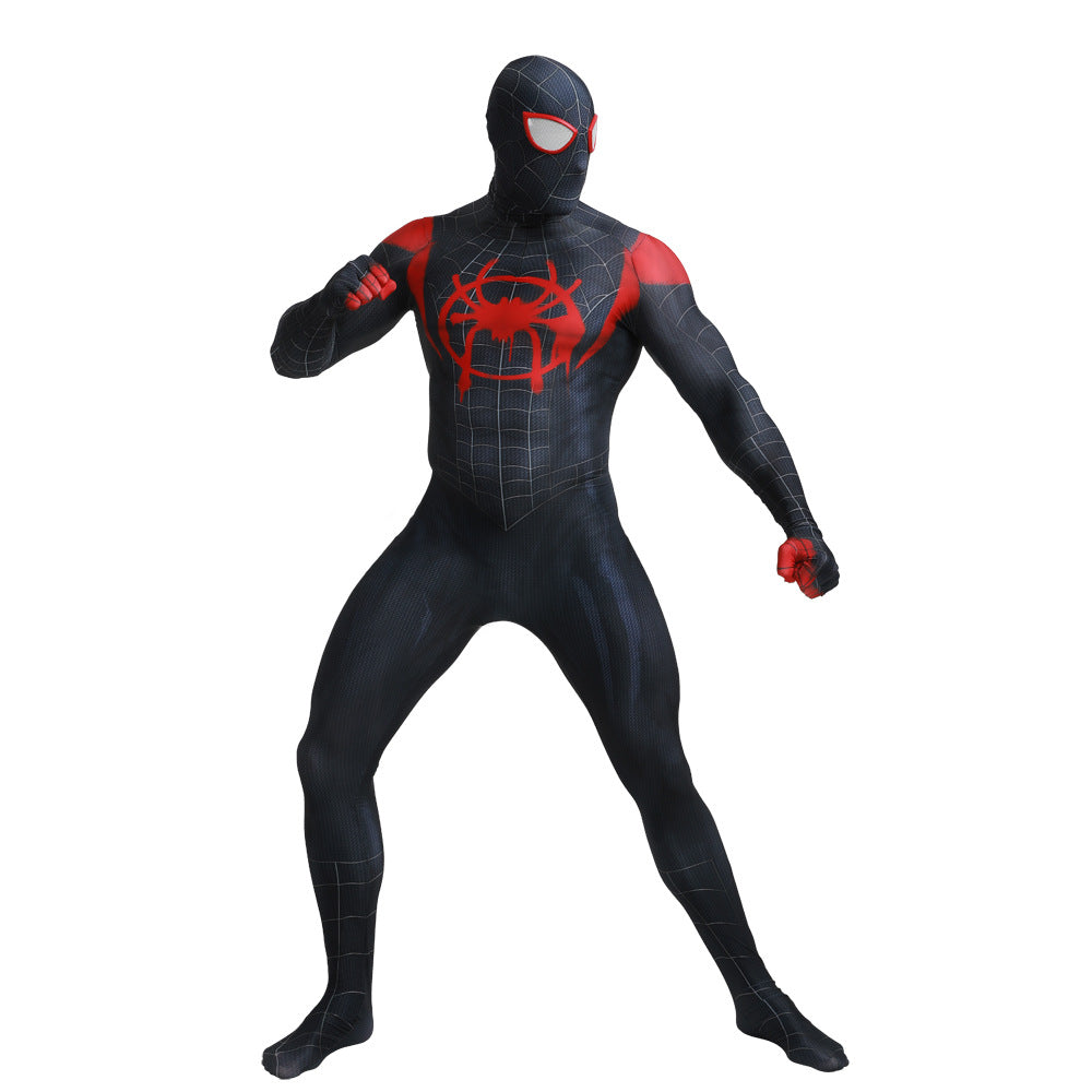 Black Spider-Man Cosplay Zentai Suit – Red Web Design