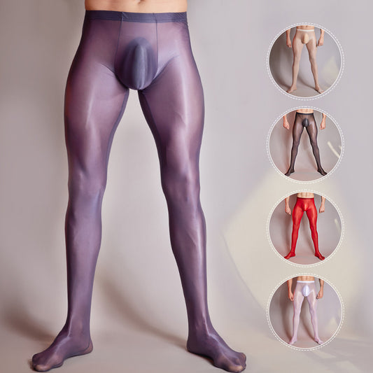 Men’s Transparent Footed Nylon Tights – 5 Colors