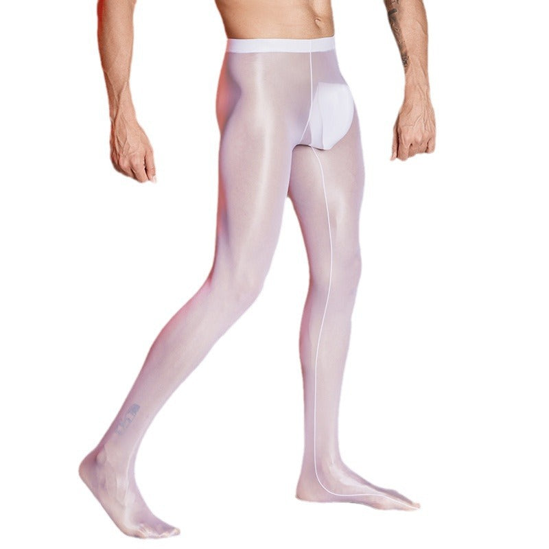 Men’s Transparent Footed Nylon Tights – 5 Colors