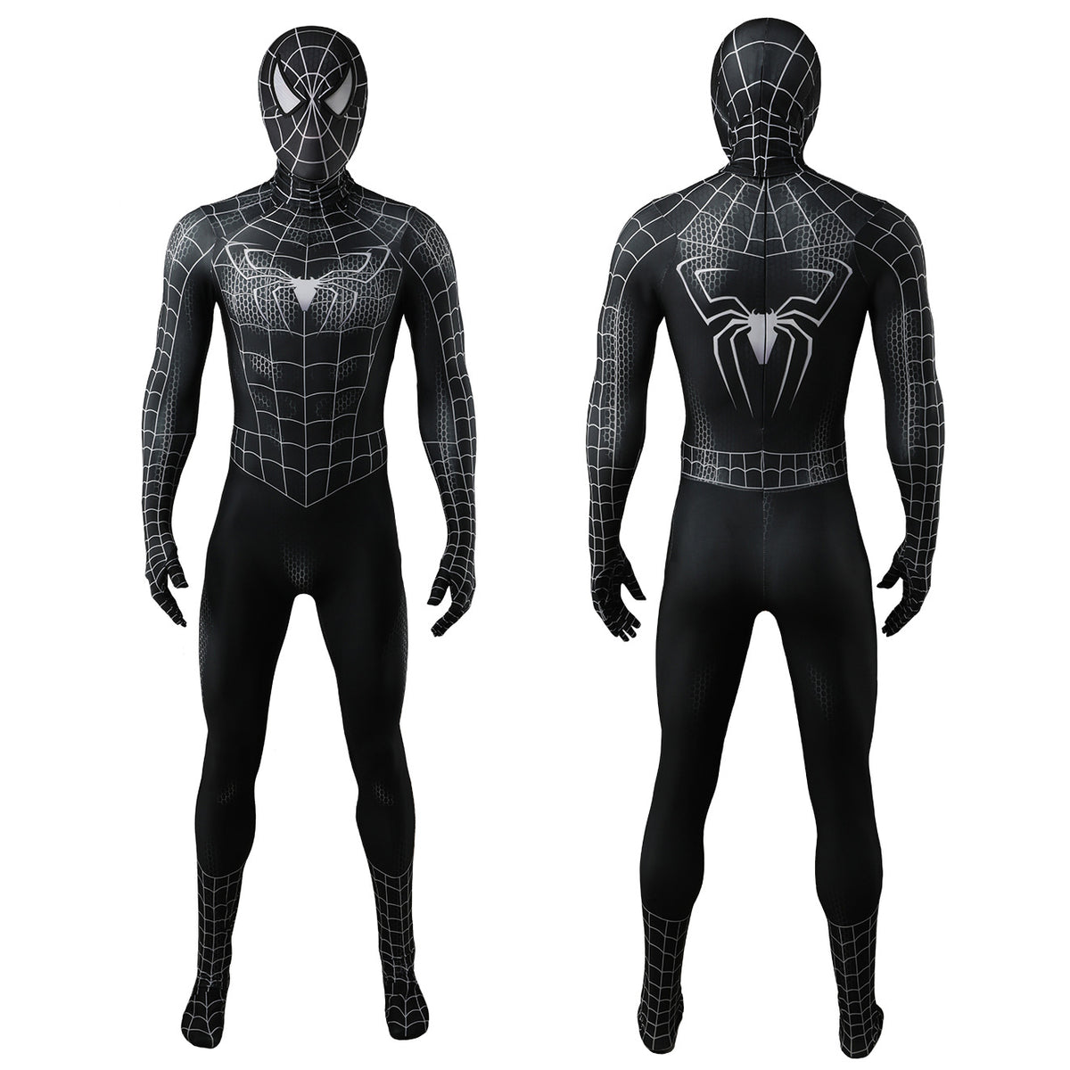 Black Spider-Man Web Pattern Zentai Suit
