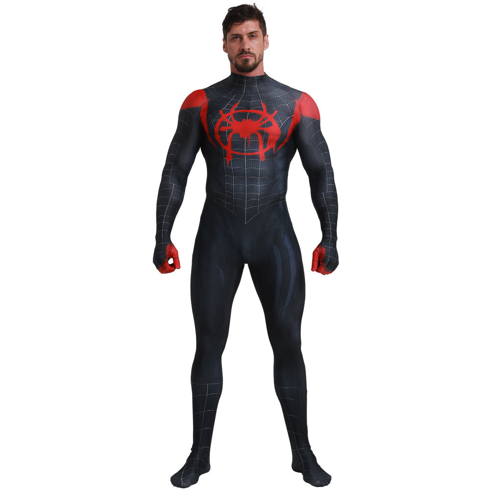 Black Spider-Man Cosplay Zentai Suit – Red Web Design