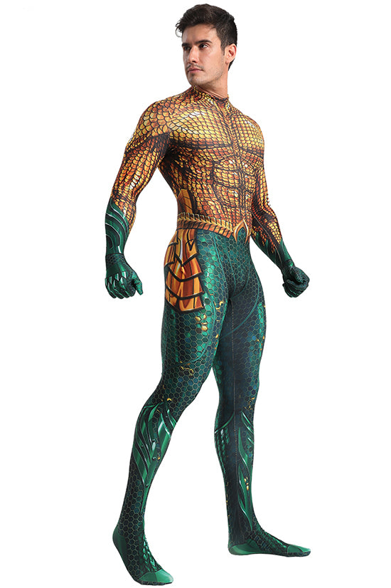 Classic Aquaman Gold & Green Cosplay Bodysuit
