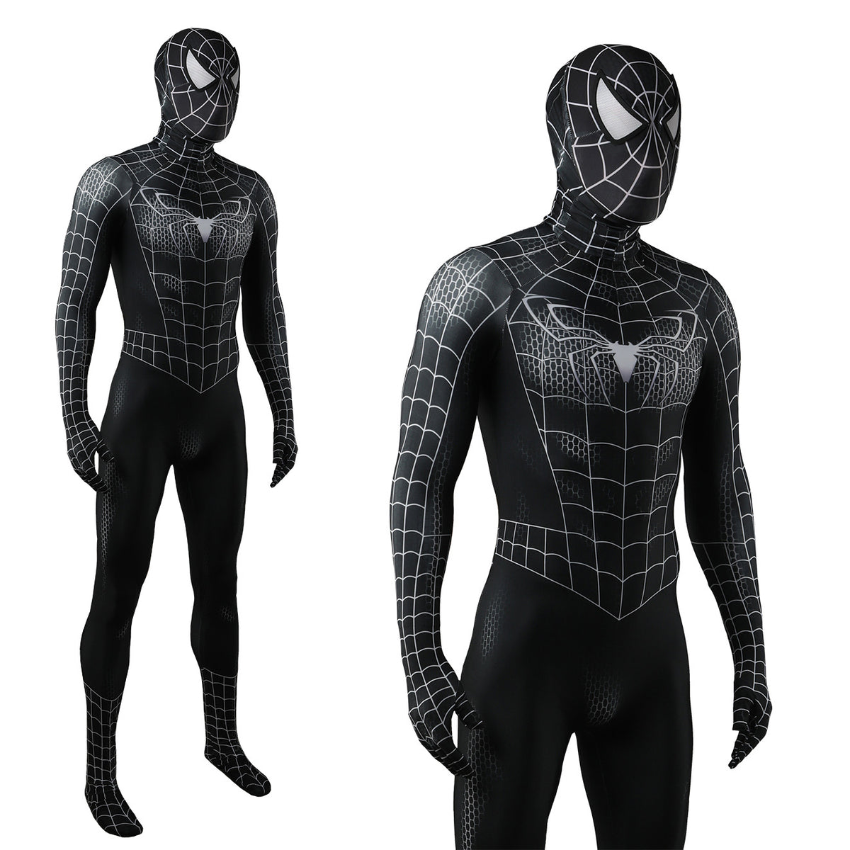 Black Spider-Man Web Pattern Zentai Suit