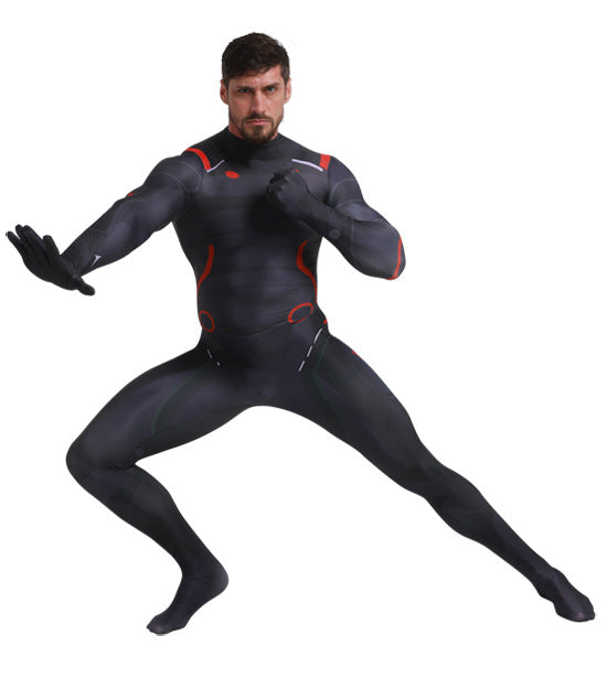 Black-and-Red Superhero Cosplay Bodysuit