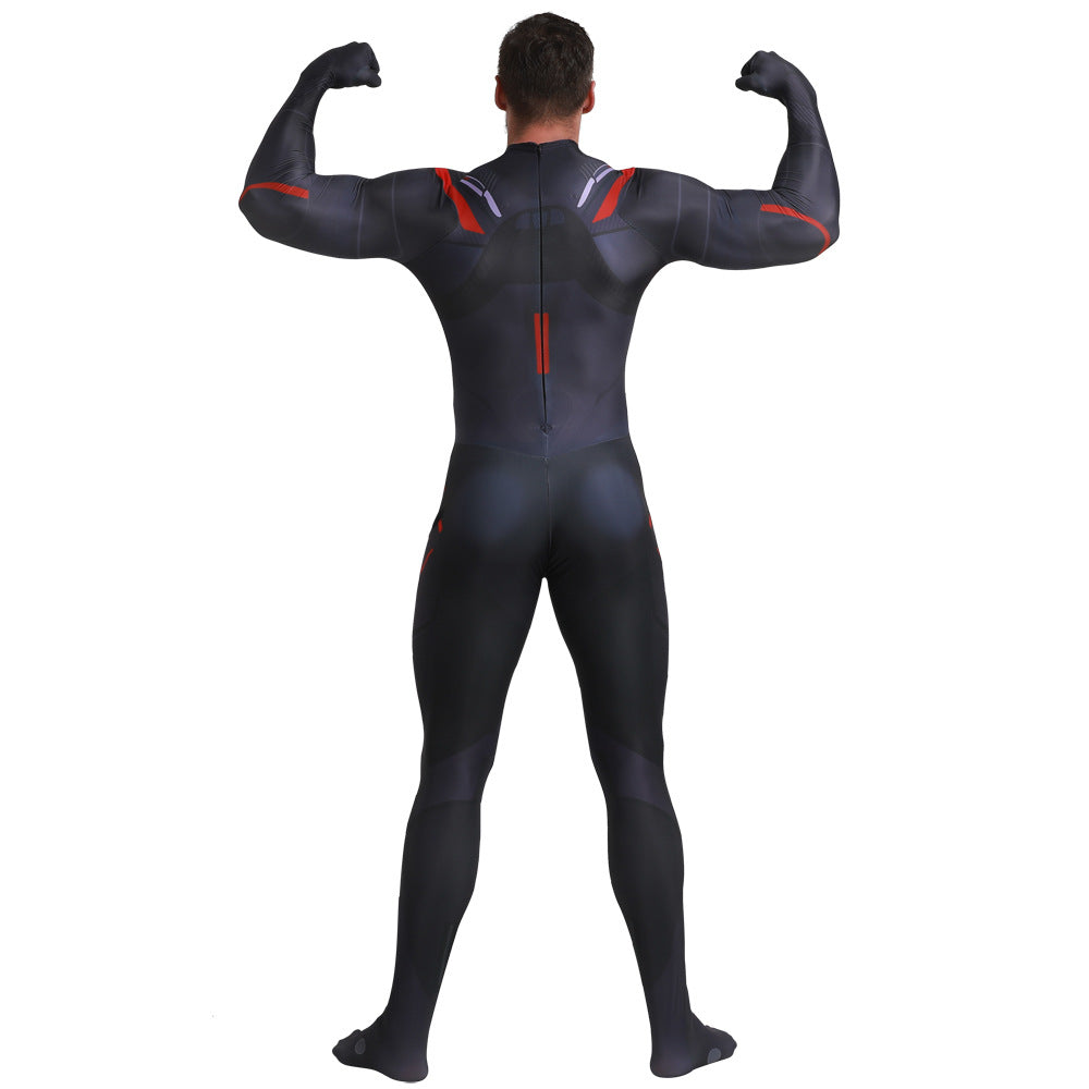 Black-and-Red Superhero Cosplay Bodysuit