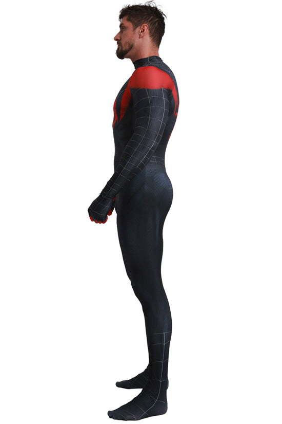 Black Spider-Man Cosplay Zentai Suit – Red Web Design
