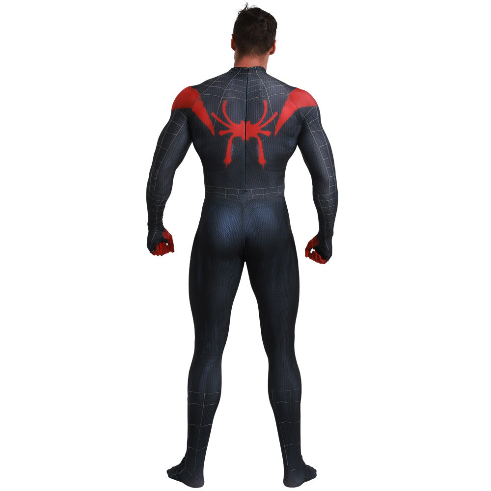 Black Spider-Man Cosplay Zentai Suit – Red Web Design