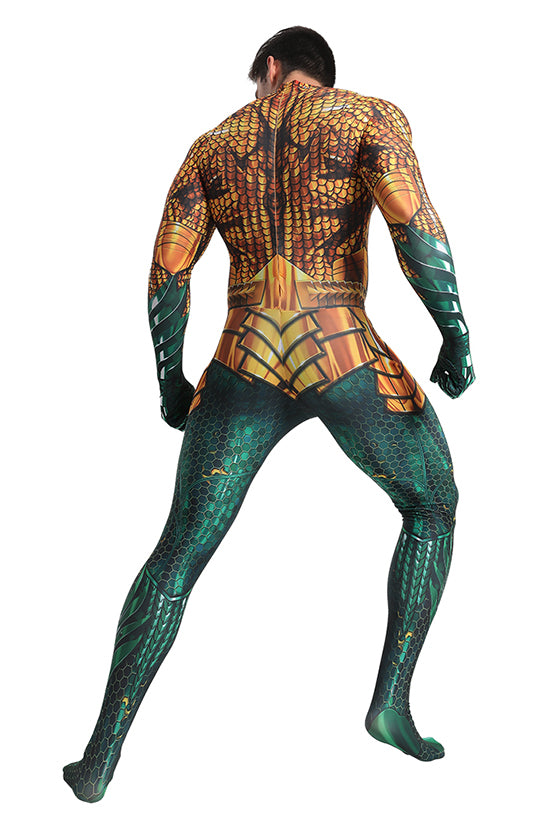 Classic Aquaman Gold & Green Cosplay Bodysuit