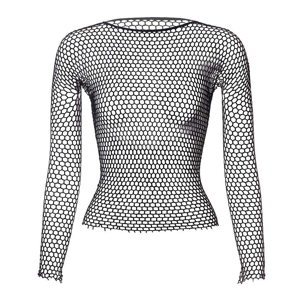 Men’s Long-Sleeve Fishnet Mesh Top – 6 Colors