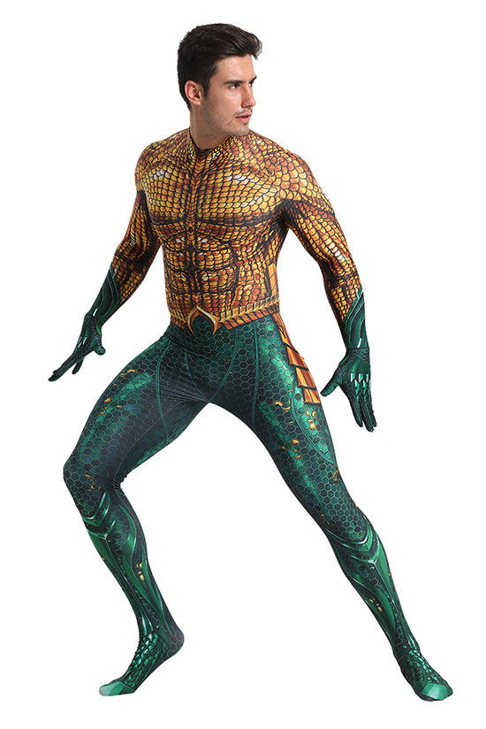 Classic Aquaman Gold & Green Cosplay Bodysuit