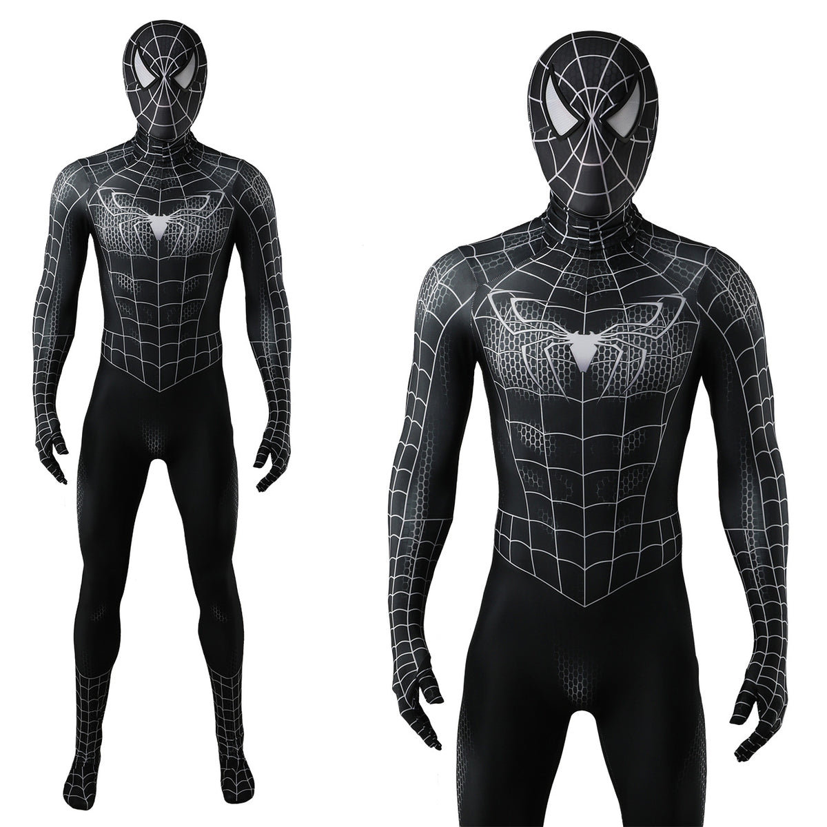 Black Spider-Man Web Pattern Zentai Suit