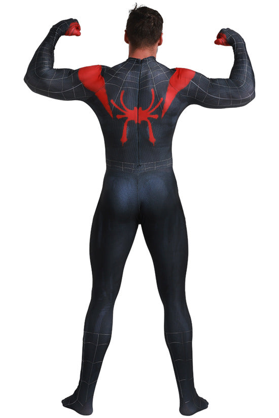 Black Spider-Man Cosplay Zentai Suit – Red Web Design