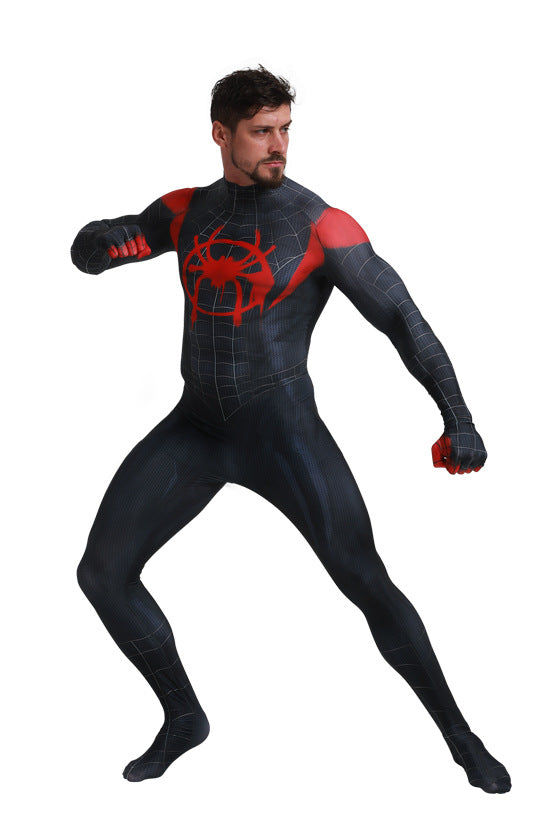 Black Spider-Man Cosplay Zentai Suit – Red Web Design
