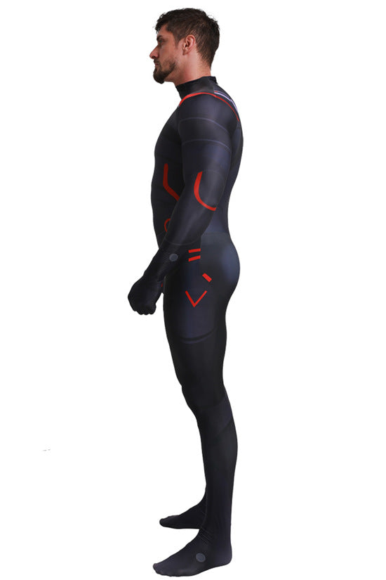 Black-and-Red Superhero Cosplay Bodysuit