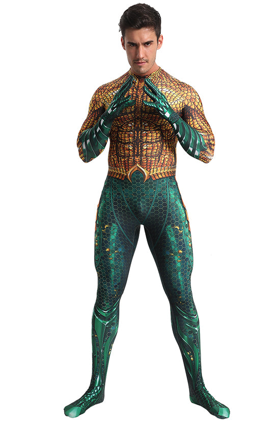 Classic Aquaman Gold & Green Cosplay Bodysuit