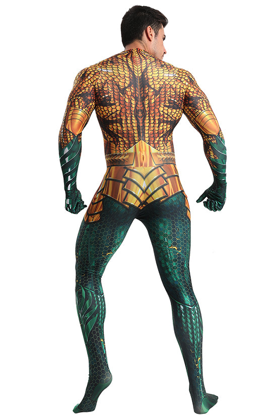 Classic Aquaman Gold & Green Cosplay Bodysuit