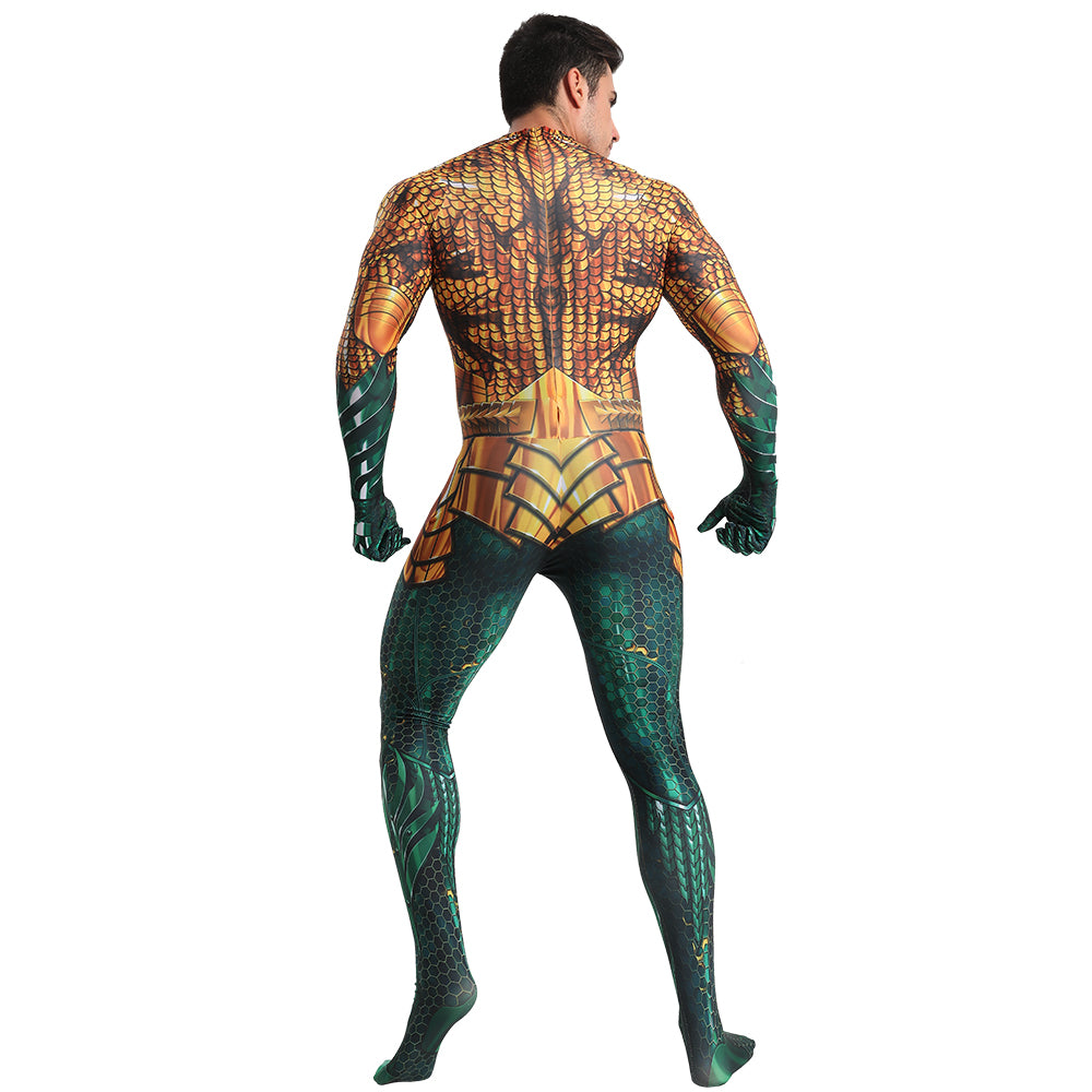 Classic Aquaman Gold & Green Cosplay Bodysuit