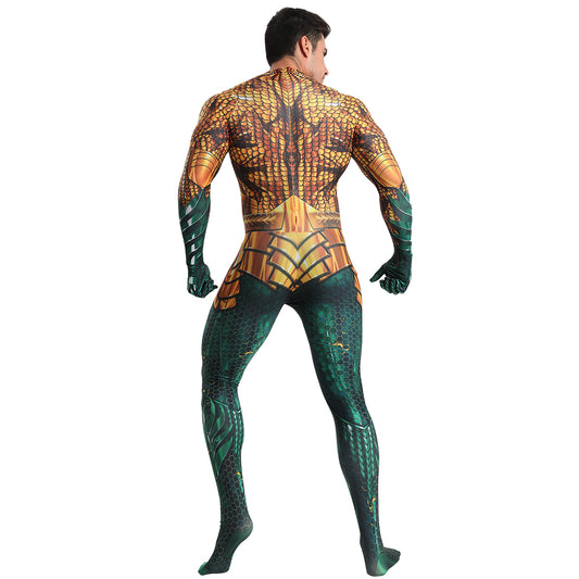 Classic Aquaman Gold & Green Cosplay Bodysuit