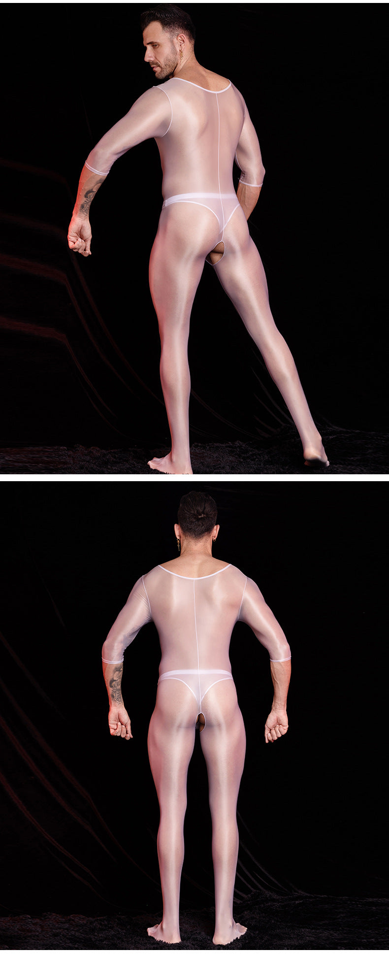 Men’s Transparent Short-Sleeve Nylon Bodysuit