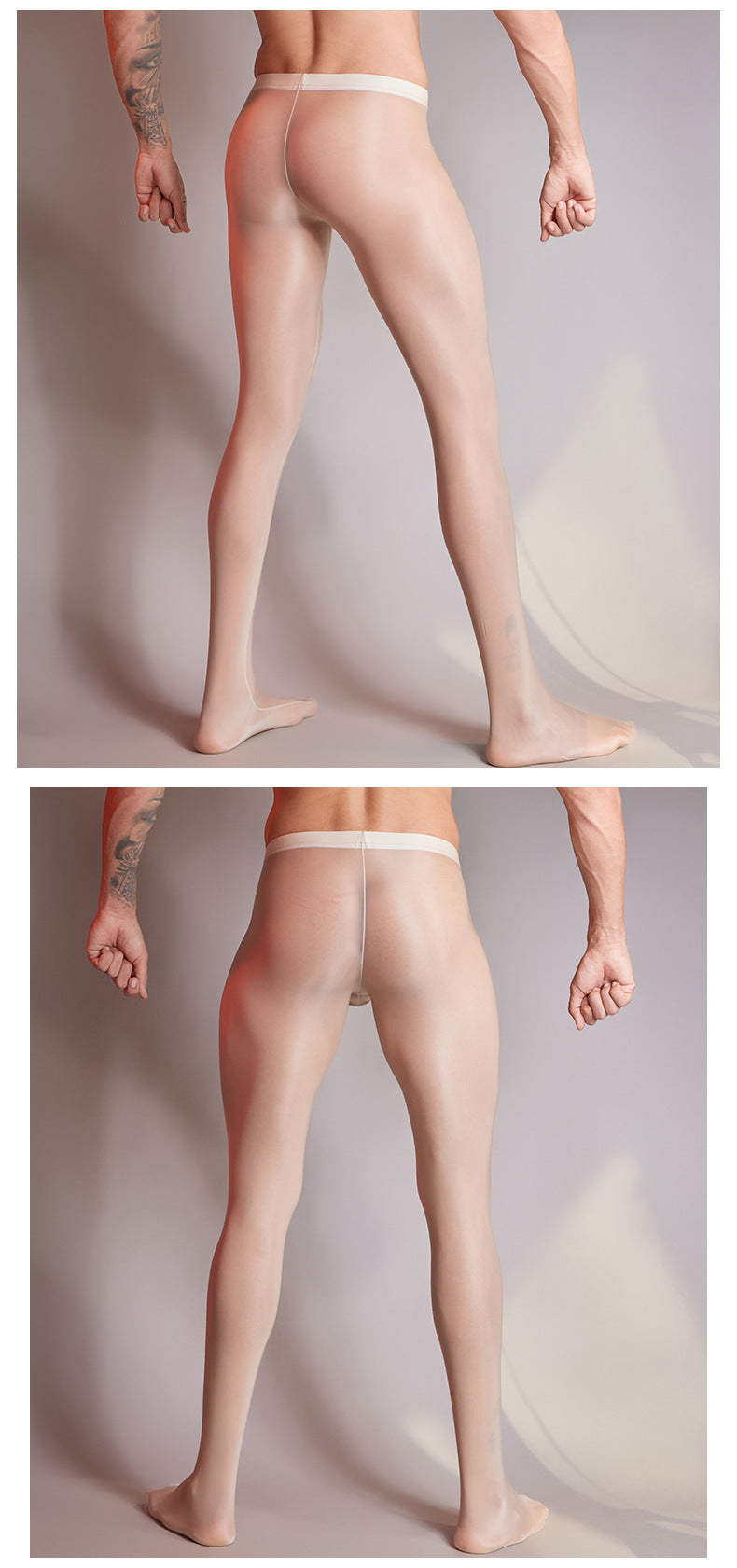 Men’s Transparent Footed Nylon Tights – 5 Colors