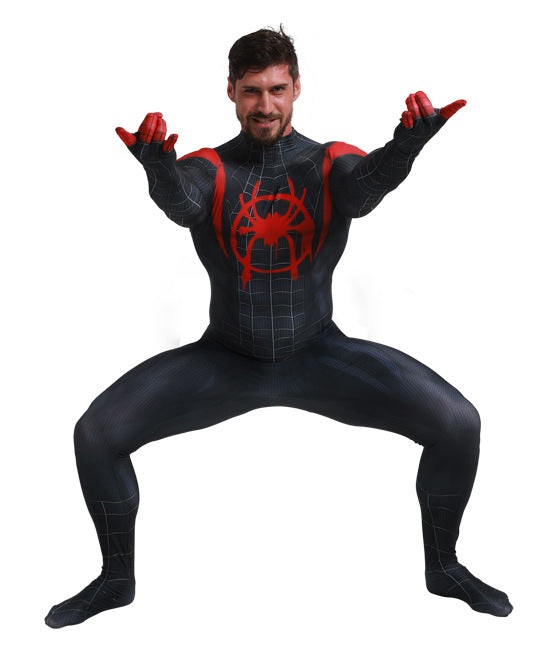 Black Spider-Man Cosplay Zentai Suit – Red Web Design