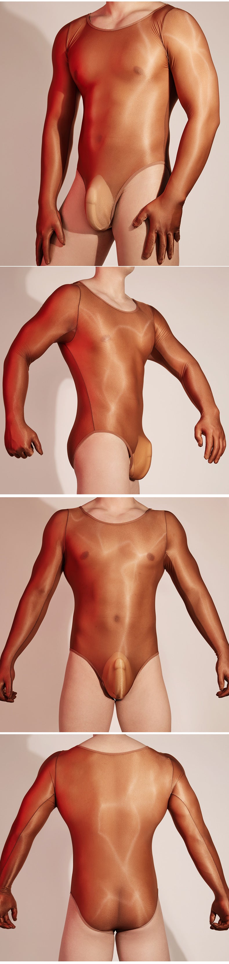 Men’s Transparent Nylon Bodysuit with Gloves